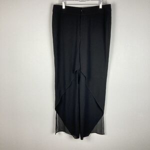 Max Nugus Haute Couture‎ Pants Black Crepe Wraparound Wrap Leg Semi Sheer L XL